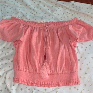 off the shoulder pink top